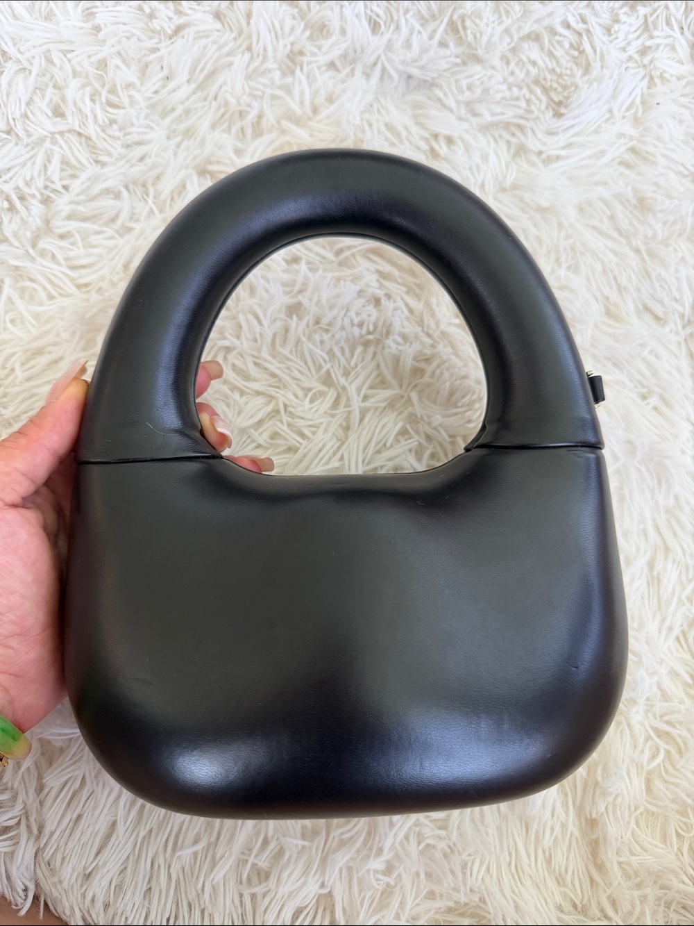 Madison West Black Mini Sculpted Handle Bag